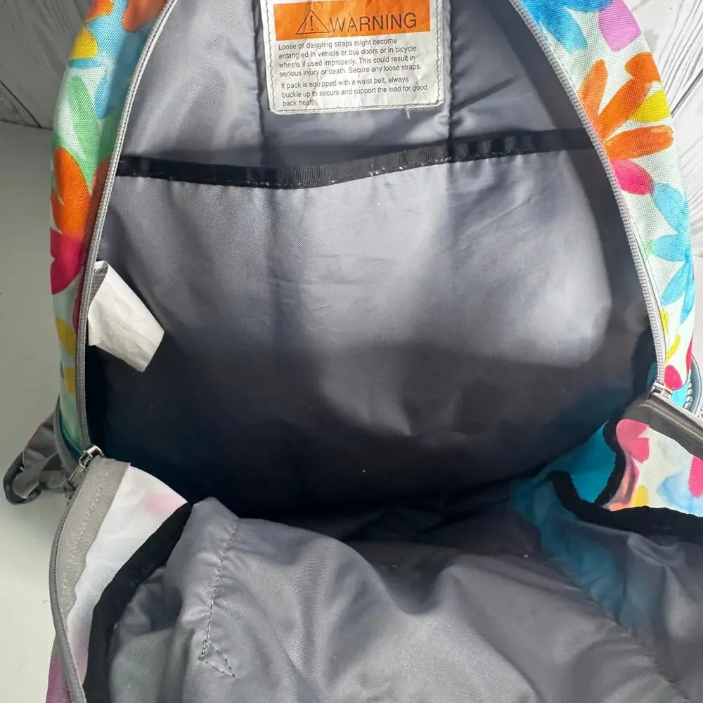 L.L. Bean Multicolored Floral Backpack Skylight Blue Flowers Kinder Preschool